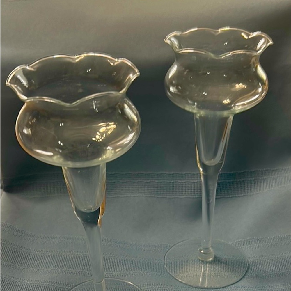 Vintage Princess House Crystal Fluted Stemmed Candle Stick Holders